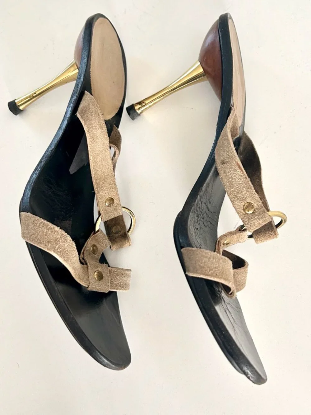 Gucci by Tom Ford Strappy Leather Sandals with Ring Detail